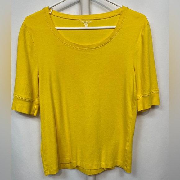 Jones New York Yellow Short Sleeve Blouse PL - Picture 4 of 5